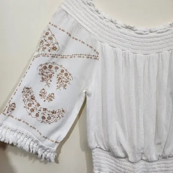 Xhilaration off the shoulder embroidered short sleeve peasant dress woman size S - Picture 8 of 8